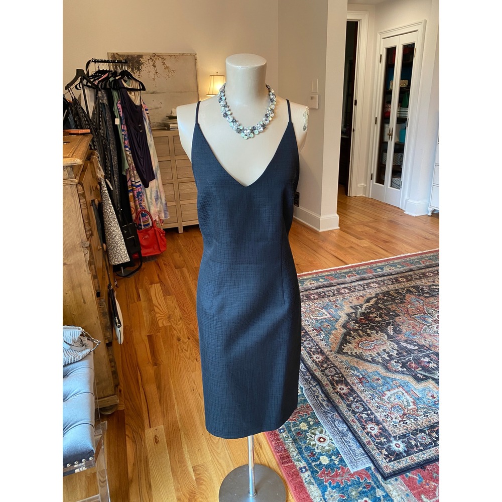 David Meister Black‎ Cotton Silk Blend Open Back Cocktail Dress Size 8